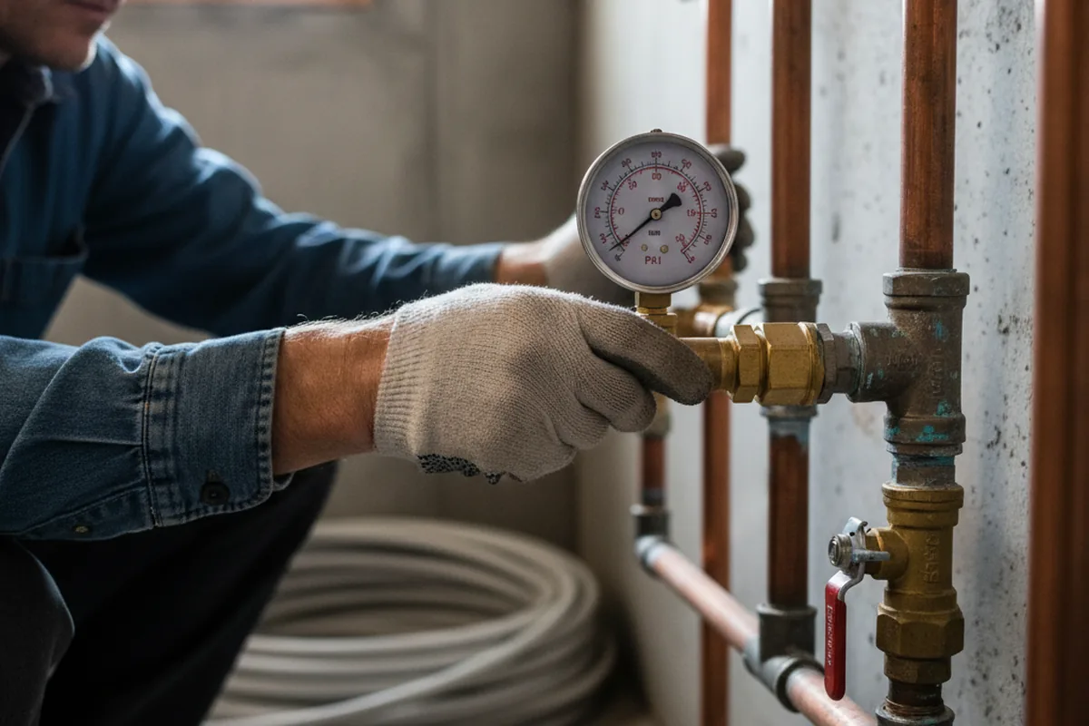 Pressure testing a repaired line during Water Line Repair in Peninsula